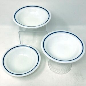 Set of 3 Pyrex Berry Bowl Tableware by Corning USA VTG Turquois Stripe 356-28